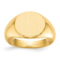 14k 13.5x12.5mm Round Open Back Mens Signet Ring, Size 10
