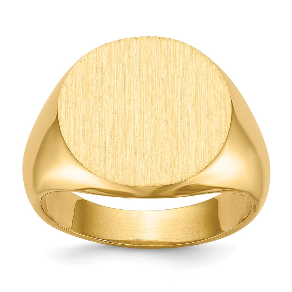 14k 15.5x15.0mm Round Open Back Signet Ring, Size 8, 63.75 mm