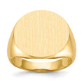 14k 18.0x17.5mm Round Open Back Mens Signet Ring, Size 10