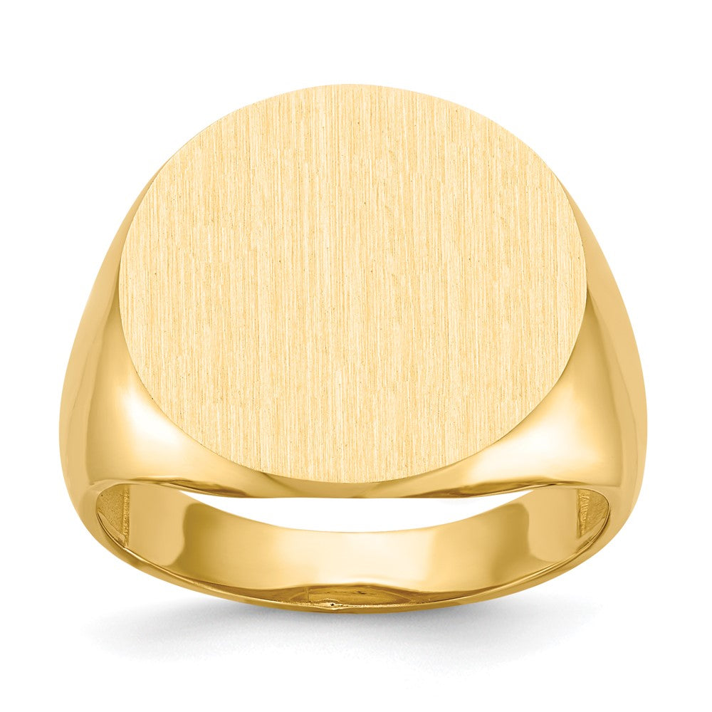 14k 18.0x17.5mm Round Open Back Mens Signet Ring, Size 10