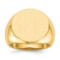 14k 18.0x18.0mm Round Open Back Mens Signet Ring, Size 10, 107.23 mm