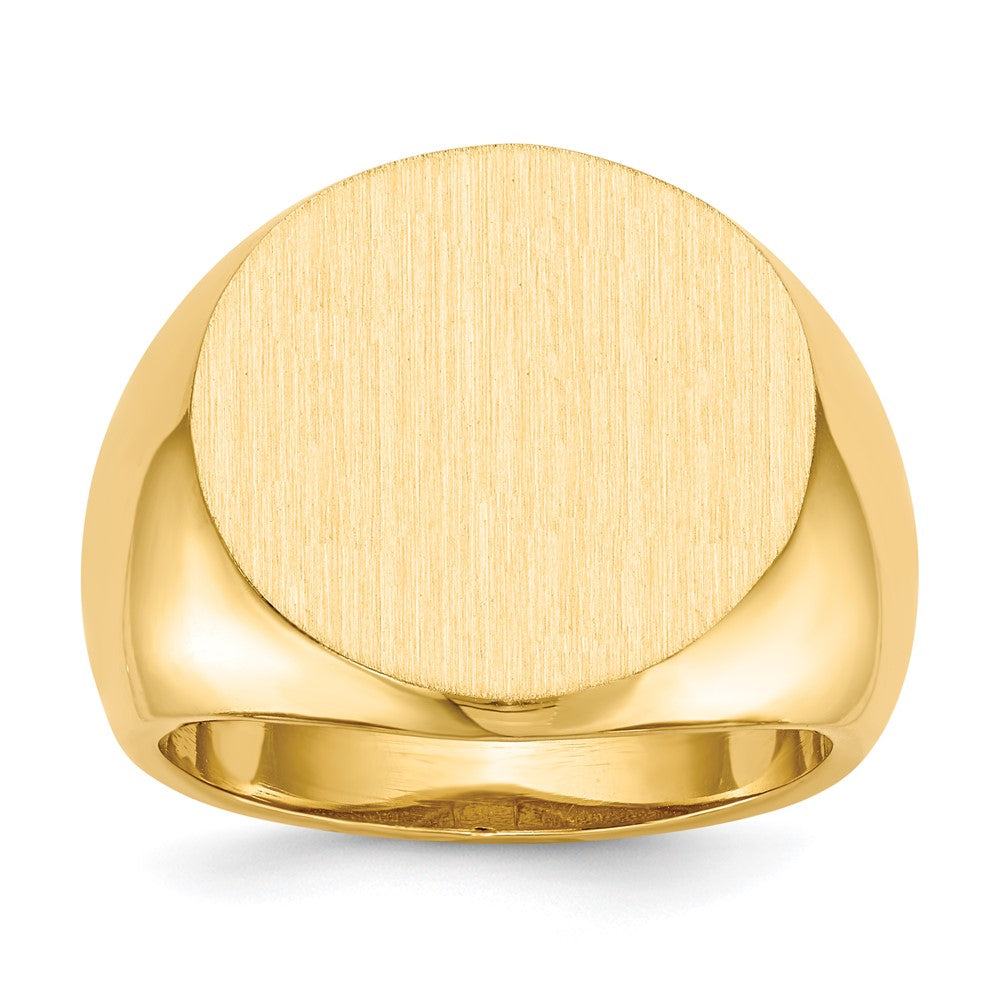 14k 18.0x18.0mm Round Open Back Mens Signet Ring, Size 10, 107.23 mm