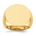 14k 21.0x21.5mm Round Open Back Mens Signet Ring, Size 10, 125.73 mm