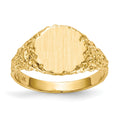 14k 9.5x8.5mm Round Closed Back Signet Ring, Size 6, 25.54 mm