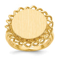 14k 15.0x14.5mm Oval Open Back Scalloped Edge Signet Ring, Size 6.5, 58.59 mm
