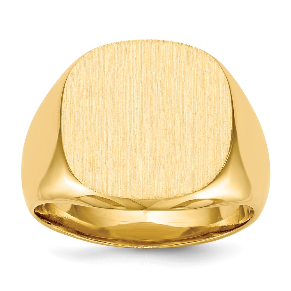 10k 16.0x17.0mm Cushion-shaped Closed Back Mens Signet Ring