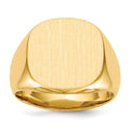 14k 17.0x16.0mm Cushion Closed Back Mens Signet Ring, Size 10