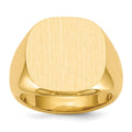 14k 17.0x17.0mm Cushion Closed Back Mens Signet Ring, Size 10