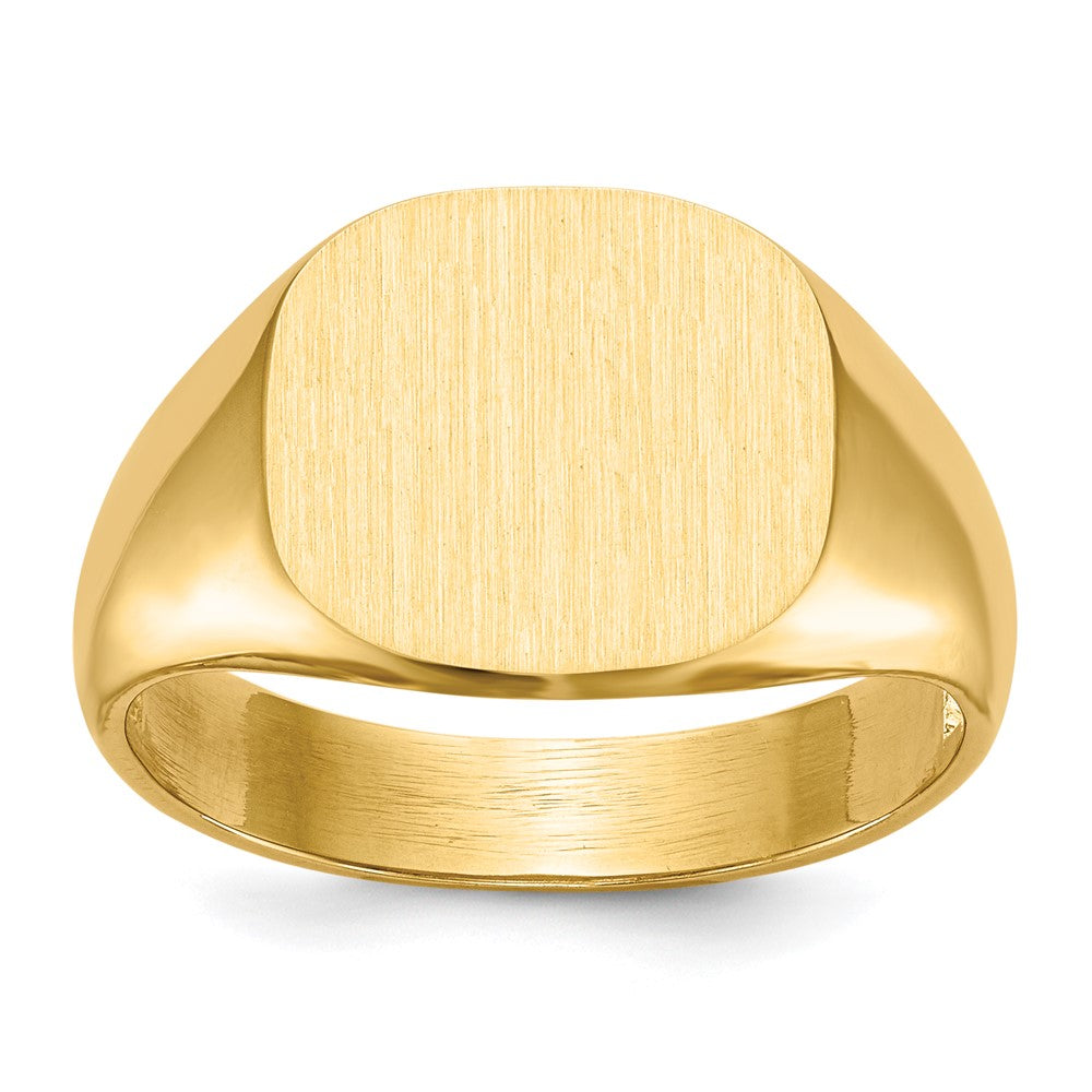 14k 13.5x12.0mm Cushion Open Back Mens Signet Ring, Size 10, 37.15 mm