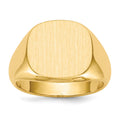 14k 15.0x13.5mm Cushion Open Back Mens Signet Ring, Size 10, 67.76 mm