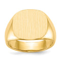 14k 15.0x15.5mm Cushion Open Back Mens Signet Ring, Size 10