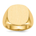 14k 17.0x17.0mm Cushion Open Back Mens Signet Ring, Size 10