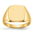 10k 10.0x10.0mm Square Closed Back Signet Ring, Size 5