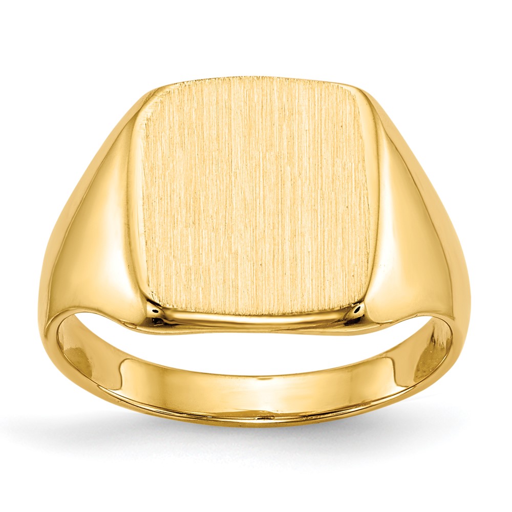 10k 10.0x10.0mm Square Closed Back Signet Ring, Size 5