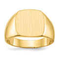 14k 13.0x12.0mm Cushion Closed Back Mens Signet Ring, Size 9