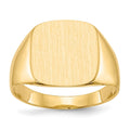 14k 13.5x15.0mm Cushion Closed Back Mens Signet Ring, Size 9.5