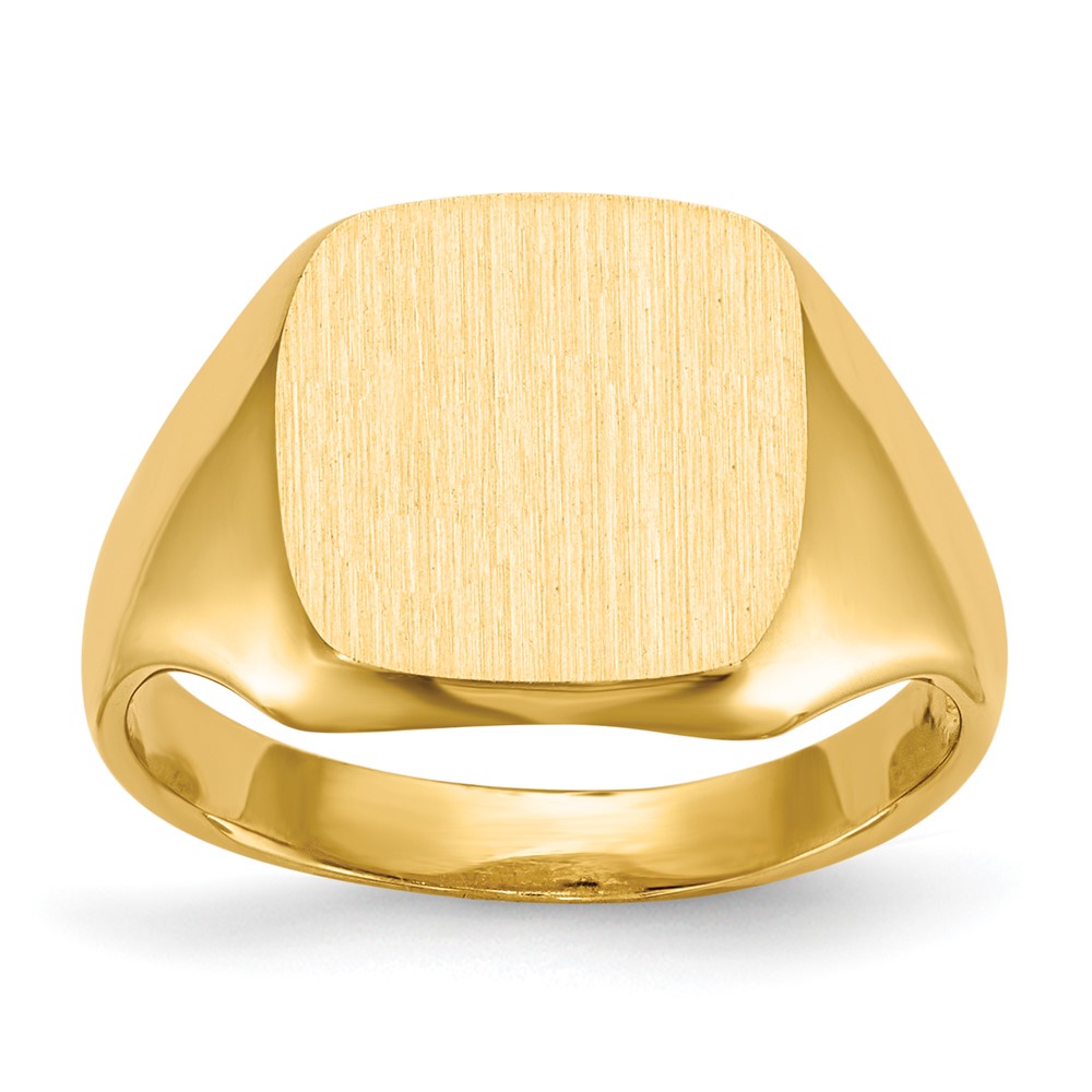 14k 10.0x10.0mm Cushion Open Back Signet Ring, Size 5