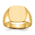14k 12.5x12.5mm Cushion Open Back Mens Signet Ring, Size 9, 41.68 mm