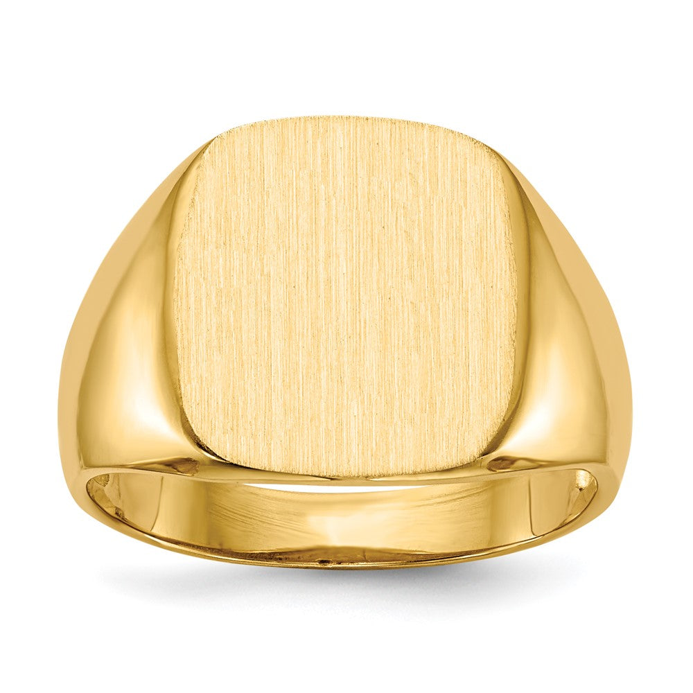 14k 13.5x15.0mm Cushion Open Back Mens Signet Ring, Size 10, 41.68 mm