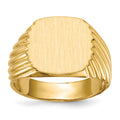 14k 13.5x13.5mm Cushion Open Back Mens Signet Ring, Size 9, 43.95 mm