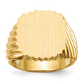 14k 16.5x18.0mm Cushion Open Back Mens Signet Ring, Size 10, 62.38 mm