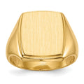 14k 13.0x14.5mm Rectangle Closed Back Mens Signet Ring, Size 10