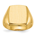 14k 13.0x14.5mm Rectangle Open Back Mens Signet Ring, Size 10