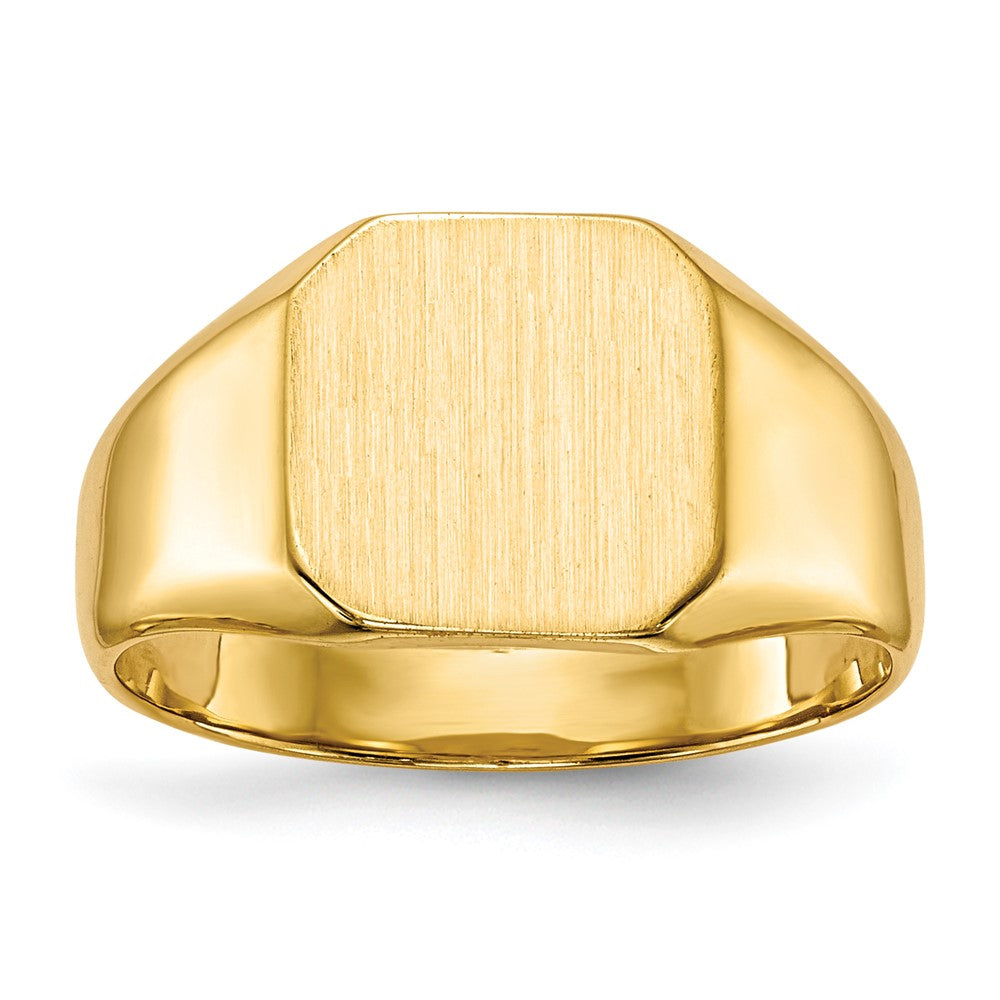 14k 9.5x9.5mm Octagon Closed Back Signet Ring, Size 6