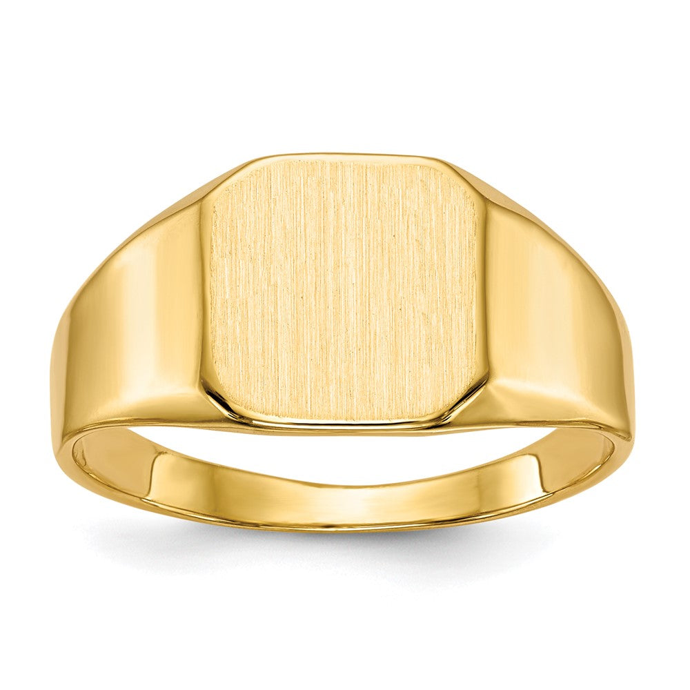 14k 11.0x11.0mm Octagon Closed Back Mens Signet Ring, Size 10