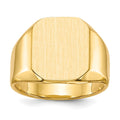 14k 13.0x15.5mm Octagon Closed Back Mens Signet Ring, Size 10
