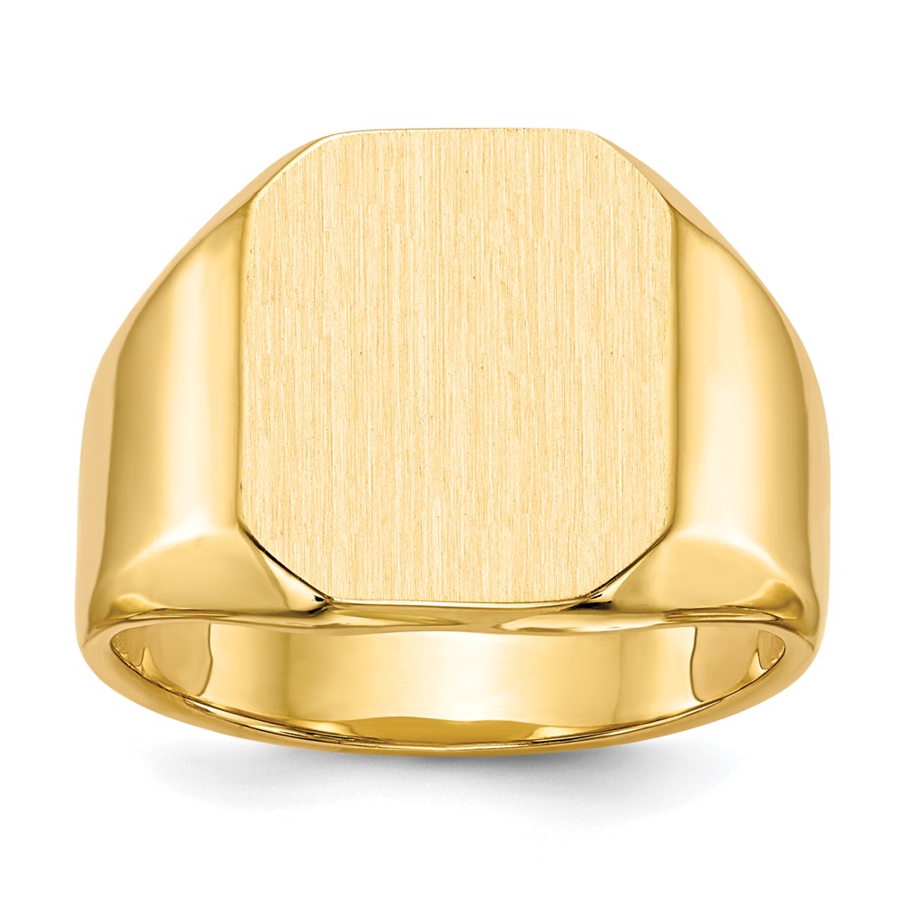 14k 13.0x15.5mm Octagon Closed Back Mens Signet Ring, Size 10