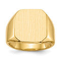 14k 15.0x17.0mm Octagon Closed Back Mens Signet Ring, Size 10