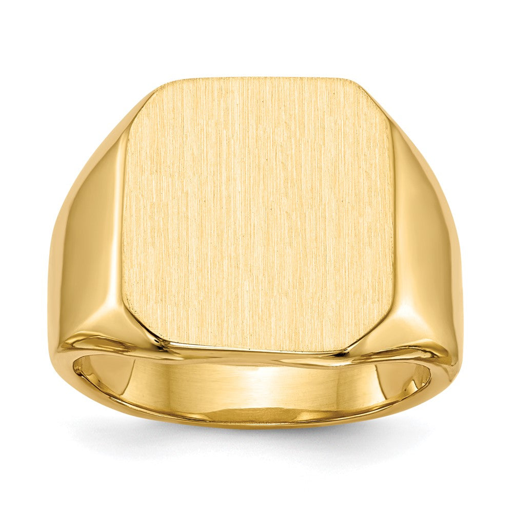 14k 15.0x17.0mm Octagon Closed Back Mens Signet Ring, Size 10