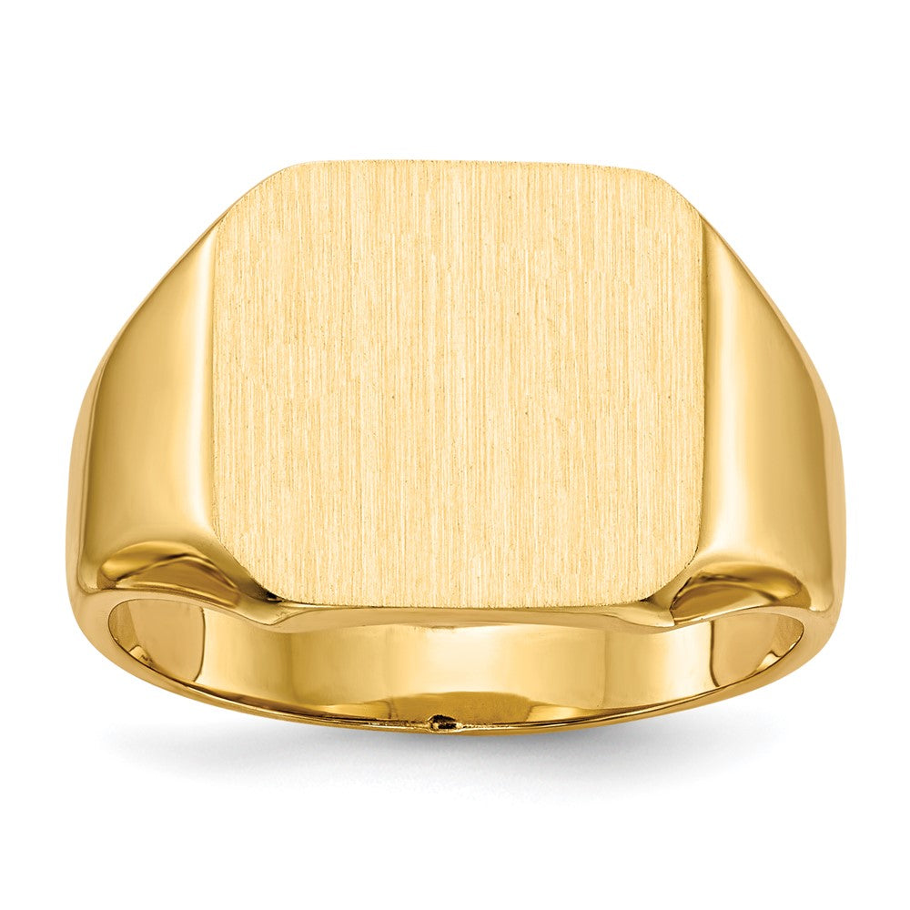 14k 13.0x14.0mm Octagon Closed Back Mens Signet Ring, Size 9