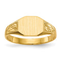 14k 8.5x7.0mm Octagon Closed Back Signet Ring, Size 6