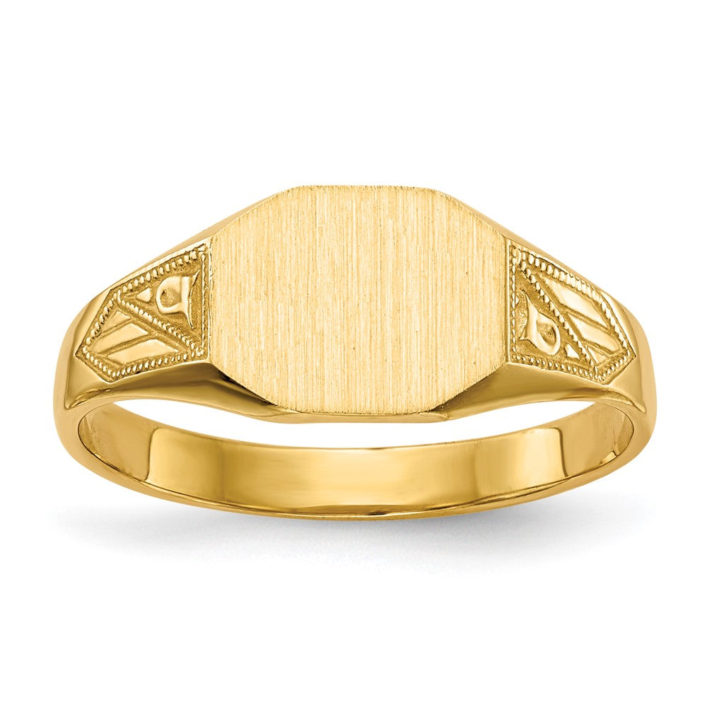 14k 8.5x7.0mm Octagon Closed Back Signet Ring, Size 6