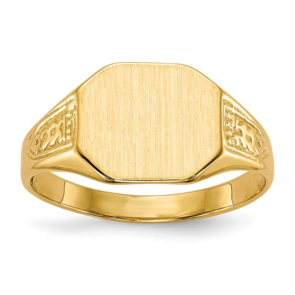 14k 11.0x9.0mm Octagon Closed Back Signet Ring, Size 6, 3.17 g
