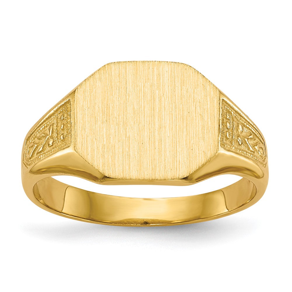 14k 11.0x9.0mm Octagon Closed Back Signet Ring, Size 6, 3.62 g