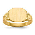 14k 11.0x9.0mm Octagon Open Back Signet Ring, Size 6, 16.93 mm