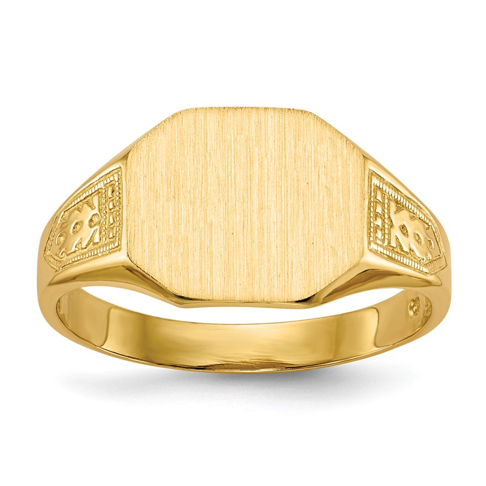 14k 11.0x9.0mm Octagon Open Back Signet Ring, Size 6, 16.93 mm