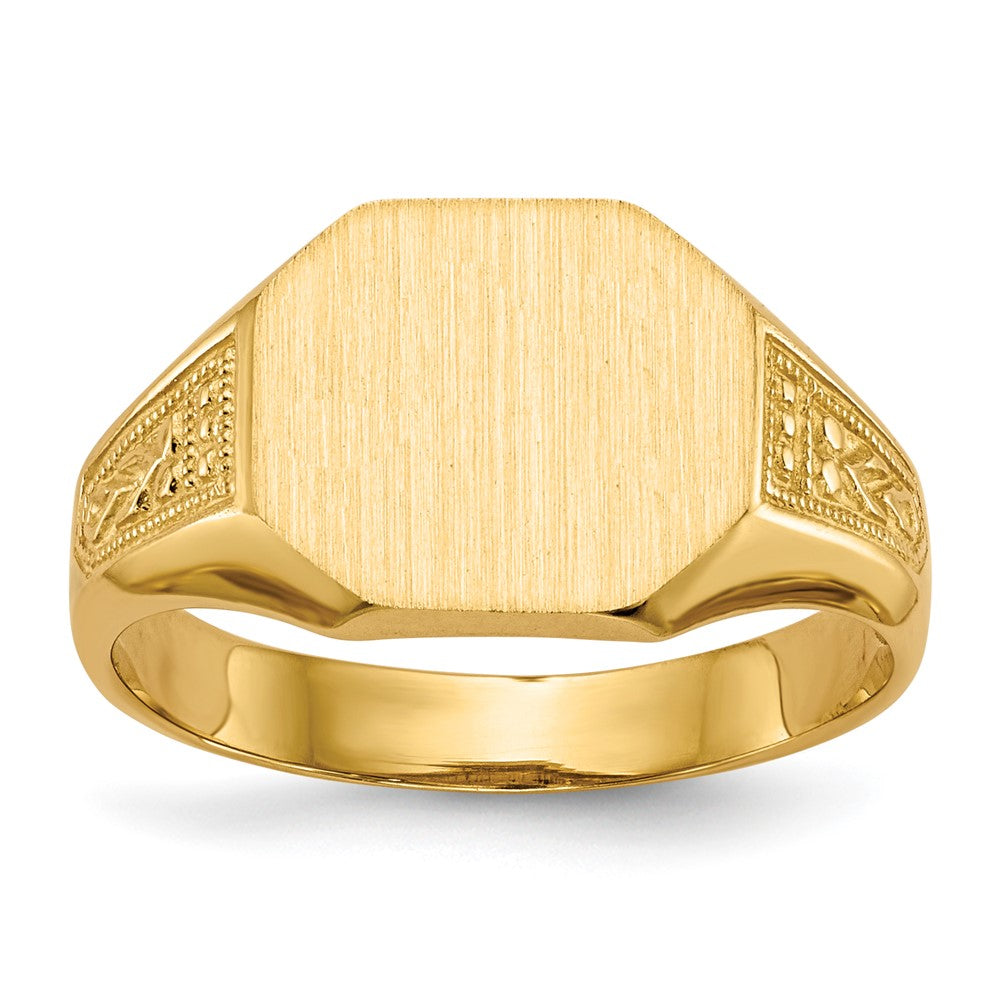 14k 11.0x9.0mm Octagon Open Back Signet Ring, Size 6