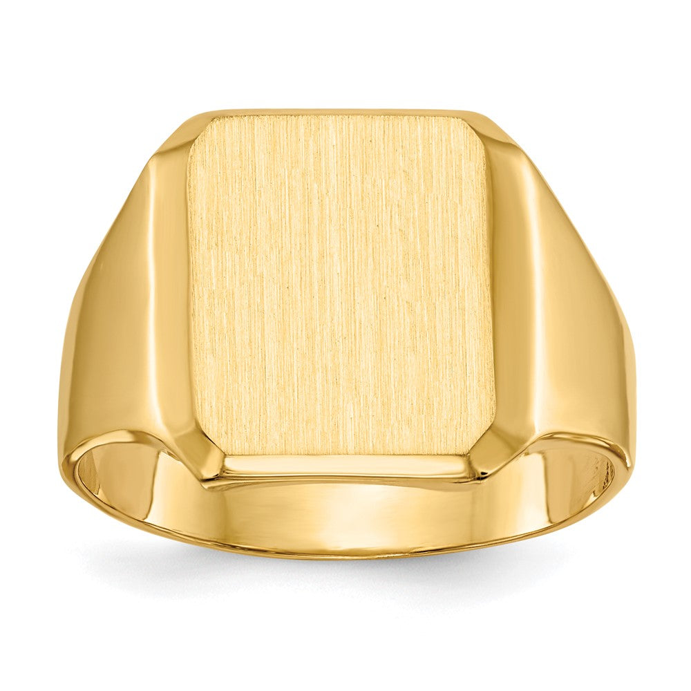 14k 12.5x15.0mm Octagon Closed Back Mens Signet Ring, Size 10