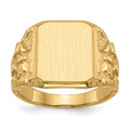 14k 13.0 x 14.0mm Octagon Open Back Mens Nugget Signet Ring, Size 10, 50.38 mm