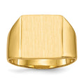 14k 12.0x13.0mm Square Closed Back Mens Signet Ring, Size 8.5