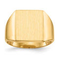 14k 13.5x15.0mm Rectangle Closed Back Mens Signet Ring, Size 10