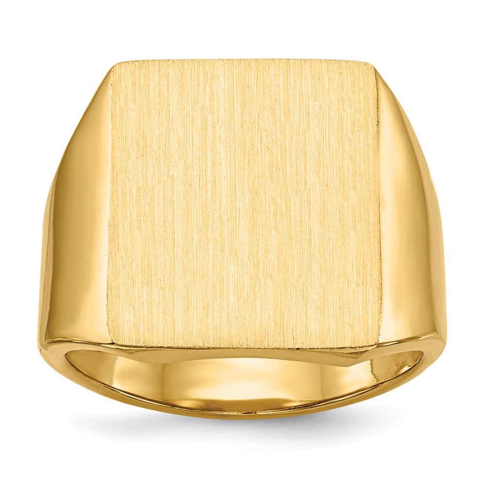 14k 15.0x17.0.0mm Rectangle Closed Back Mens Signet Ring, Size 10