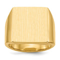 14k 16.5x17.5mm Rectangle Closed Back Mens Signet Ring, Size 10