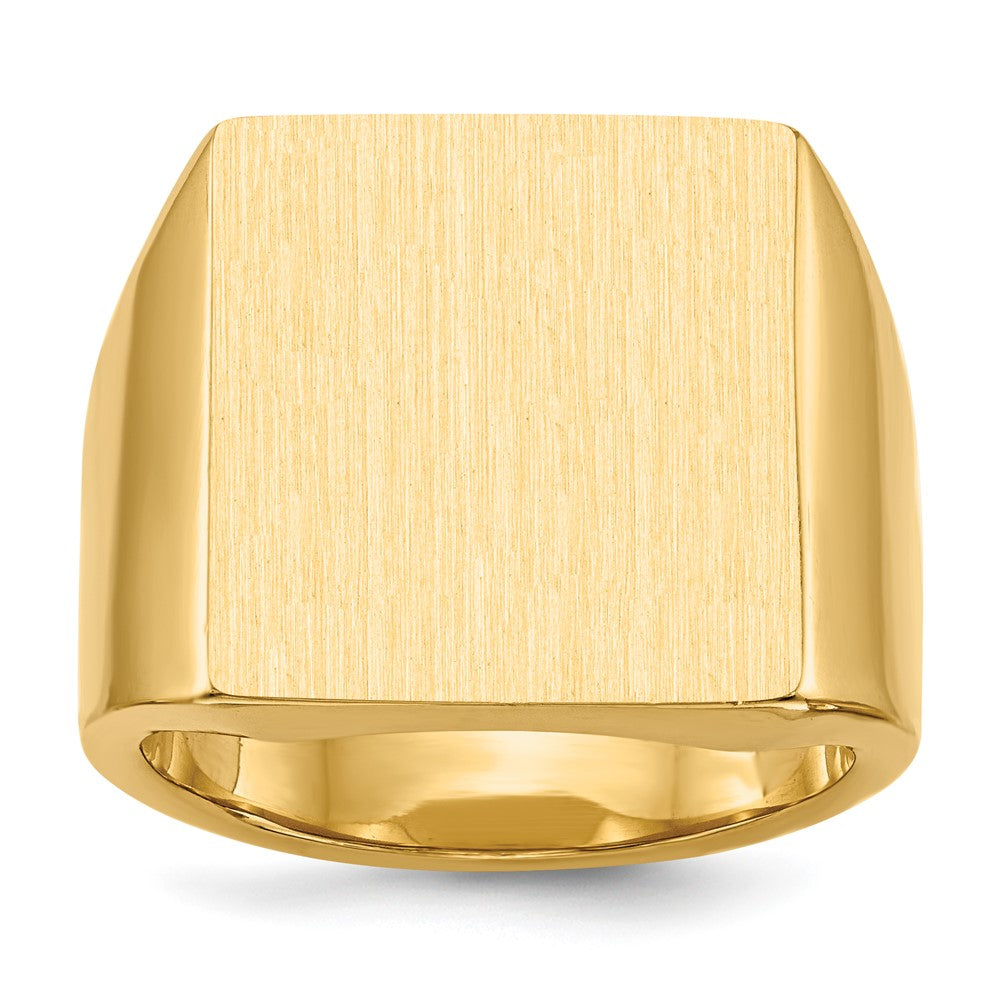 14k 16.5x17.5mm Rectangle Closed Back Mens Signet Ring, Size 10