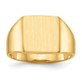 14k 11.0x11.5mm Square Open Back Signet Ring, Size 8
