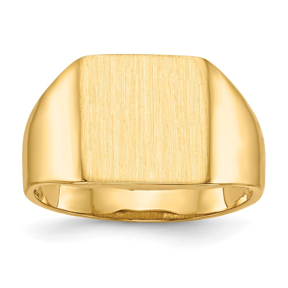 14k 11.0x11.5mm Square Open Back Signet Ring, Size 8